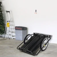 HOMCOM Reboque de Carga para Bicicleta Carrinho Dobrável para Bicicleta com 2 Rodas Refletores Carga 40 kg 155x71,5x77 cm Preto(m-8)