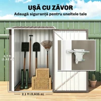 Outsunny Magazie pentru Unelte 0,92m² din Oțel Galvanizat cu Acoperiș Înclinat și Lacăt, 100x103x160 cm, Maro(m-5)