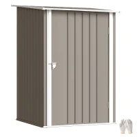 Outsunny Magazie pentru Unelte 0,92m² din Oțel Galvanizat cu Acoperiș Înclinat și Lacăt, 100x103x160 cm, Maro(m-11)
