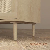 HOMCOM Chest of Drawers, 6-Drawer Dresser, Tall Storage Drawer Unit with Rattan Element for Bedroom, Living Room, Oak(m-6)