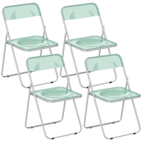 HOMCOM Set de 4 Sillas Plegables de Acrílico, Sillas Transparentes, Verde