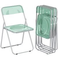 HOMCOM Set aus 4 Klappstühlen aus Acryl, transparente Stühle, Grün(m-7)