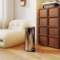 HOMCOM 30L Mülleimer Abfalleimer, Papierkorb, Treteimer mit Deckel, Fußpedal, Müllbehälter mit Inneneimer, Mülltrennung für Wohnzimmer, Büro, Rund(m-9)