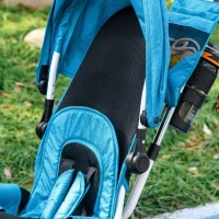 HOMCOM 6 in 1 Kids Trike with Parent Handle, Canopy, 5-point Seat Belt, Storage, Footrest, Brake, for 1-5 Years, Blue(m-9)
