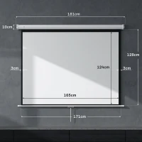 HOMCOM Écran de projection de 84 pouces, écran vidéoprojecteur, 4:3 4K HD, fixation mur ou plafond, 181l x 8P x 138H cm, blanc(m-3)