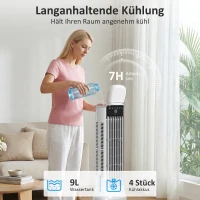 HOMCOM Tragbarer Luftkühler, 3-in-1 Verdunstungs-Luftkühler mit 9-Liter-Wassertank, 48° Oszillation, 3 Geschwindigkeiten, 3 Modi, Weiß(m-5)