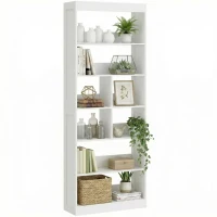HOMCOM Bookcase, 6-Tier Bookshelf with Open Storage Shelves, Cubes, 180 cm Tall Display Shelf with Anti-Tipping Design, White(m-10)
