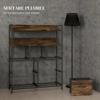HOMCOM Comodă cu 7 Sertare Detașabile cu 2 Rafturi Industrial din Lemn și Oțel, 79x29x101 cm, Maro și Negru(m-6)