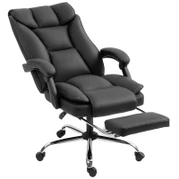 HOMCOM, Scaun de Birou, cu Suport, Piele sintetică rezistentă pentru animale, 66cm x 72cm x 113-121cm, Negru(m-11)