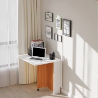 HOMCOM Uitklapbare Uitschuifbare Eettafel, Mobiel, Modern Ontwerp, 120 cm x 80 cm x 73 cm, Teak + Wit(m-10)