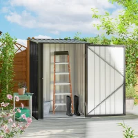 Outsunny Abri de Jardin 1m² - Remise pour Outils - cabanon Porte verrouillable - dim. 1L x 1,03l x 1,6H m - tôle d'acier ondulée Anthracite(m-2)