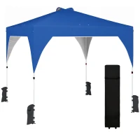 Outsunny Tenda Dobrável 3x3 m Pop-up Tenda de Jardim com Bloqueio Central UPF50+ Altura Ajustável 3 Níveis Bolsa de Transporte Azul(m-10)
