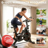 SPORTNOW Cyclette da Casa con Resistenza Magnetica, Display LCD, Porta Telefono e Portaborraccia, 111,5x52,5x114,5 cm, Nero(m-5)