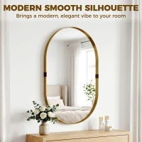 HOMCOM Wall Mirror, Bathroom Mirror with Elevated Aluminium Alloy Frame, 60 x 90 cm, Gold Tone(m-6)