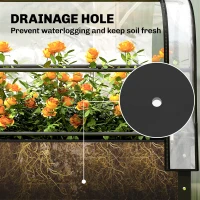 Outsunny Raised Planter with Flip-Up Greenhouse Cover, Metal Raised Garden Bed on Legs with Drainage Hole, Black(m-8)