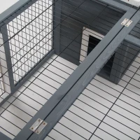PawHut Rabbit Hutch Outdoor, Guinea Pig House, Bunny Run Cage with Openable Top for 1-2 Rabbits, 123 x 120 x 52cm, Grey(m-12)