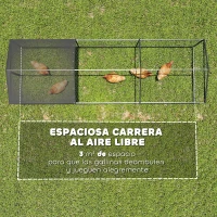 PawHut Gallinero para Exterior Grande 3x1x1 m Gallinero Metálico con Cubierta Tela Oxford Anti-UV e Impermeable Negro(m-4)