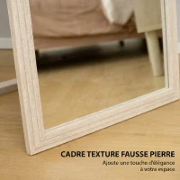 HOMCOM Miroir sur Pied Rectangulaire 160 x 50 cm, Cadre Texturé à Effet Pierre, Angle d'Inclinaison Réglable, Blanc(m-6)
