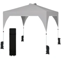 Outsunny Gazebo Pieghevole 3x3 m con Prese d'Aria, Sacchi di Sabbia e Borsa, in Tessuto Oxford e Metallo, Grigio Scuro(m-10)