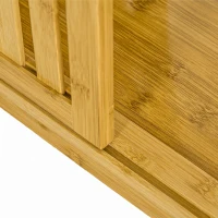 HOMCOM Dulap Deschis din Bambus cu 2 Uși Glisante, Rafturi Deschise și Bară pentru Umerașe, 145x35x165cm(m-12)