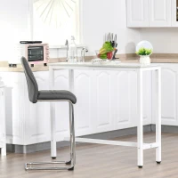 HOMCOM Mesa de Bar Mesa Alta com Bancada de Efeito Marmorizado e Pés de Metal Estilo Moderna para Cozinha Bistro Cafeteria 120x40x100cm Branco(m-8)