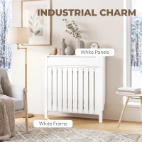 HOMCOM 93 x 88.5cm Rustic-Look Radiator Cover - White(m-5)