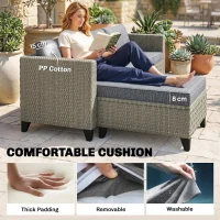 Outsunny 5-Piece Rattan Patio Furniture Set with Corner Sofa, Footstools, Coffee Table, for Poolside, Dark Grey(m-6)