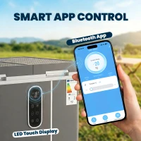 Outsunny 55L Compressor Car Fridge Freezer, Dual Zone Camping Refrigerator with App Control, Grey(m-6)
