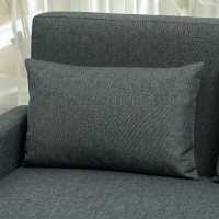 HOMCOM Sofá 2 Lugares Estofado em Linho Sintético com 2 Almofadas Espaço de Armazenamento Bolsos Laterais 135x71x84 cm Cinza Escuro(m-9)