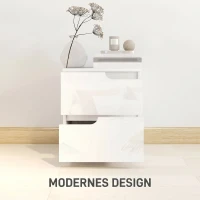 HOMCOM Noptieră modernă din lemn cu 2 sertare și design lucios, 40x40x48 cm, alb(m-4)