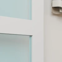 HOMCOM Porta de Correr com Ferragens 91x213 cm Porta de Correr Interior de MDF e Vidro Fosco com Rolo Trilho Guia de Chão Branco(m-11)