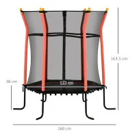 HOMCOM 4 FT/ 48 Inch Kids Trampoline With Enclosure Net Mini Indoor Trampolines for Child Toddler Age 3-10 Years Red(m-3)