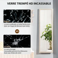 HOMCOM Miroir sur Pied Rectangulaire 160 x 50 cm, Cadre Texturé à Effet Pierre, Angle d'Inclinaison Réglable, Blanc(m-7)