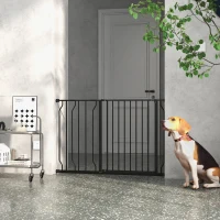 PawHut Huisdier Afsluithek, Klemmontage, Verstelbare Lengte, Staal/ABS, 75-115 x 76cm, Zwart(m-10)