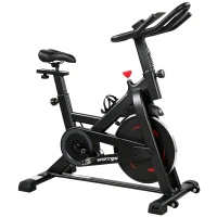 SPORTNOW Bicicleta Estática para Casa com APP Resistência Magnética Ajustável Ecrã LCD Assento e Guiador Ajustáveis Rodas(m-1)