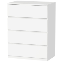 HOMCOM Commode 4 tiroirs meuble de rangement sans poignées design minimaliste 60 x 40 x 80 cm blanc