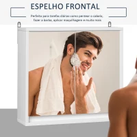 HOMCOM Armário de Casa de Banho com Espelho Móvel Suspenso de Casa de Banho com Prateleira Interior Ajustável 48x14,5x45 cm Branco(m-5)