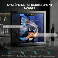 HOMCOM Cave à vin 12 bouteilles 36L, réfrigérateur à vin et boissons avec température réglable 4-16 °C, porte réversible, noir(m-4)