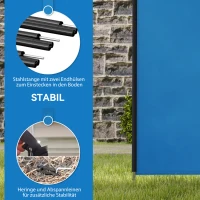 Outsunny Windschutz Camping Sichtschutz mit 4 Stahlstangen Tragetasche Strandschutz für Camping Garten Strand 540 x 150 cm Blau(m-5)