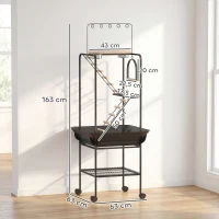 PawHut Parque de Juegos de Pájaros con Ruedas Escaleras Columpio Protector de Semillas Bandeja Comederos Perchas 63x63x163 cm(m-3)