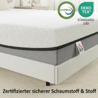 HOMCOM Matratze 140x200cm H3 mittelfest 20 cm Höhe Ergonomisch, Atmungsaktiv  aus Gel-Memory-Schaumstoff, Öko-Tex & CertiPUR(m-7)
