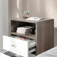 HOMCOM Set de 2 noptiere moderne pentru dormitor cu 2 sertare și spațiu deschis, 40x34x64cm, gri(m-9)