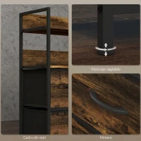 HOMCOM Comodă cu 7 Sertare Detașabile cu 2 Rafturi Industrial din Lemn și Oțel, 79x29x101 cm, Maro și Negru(m-7)
