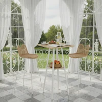 HOMCOM Table de bar carrée pour 2 personnes, table haute cuisine mange-debout avec étagère, 55 x 55 x 95 cm, naturel et blanc(m-8)