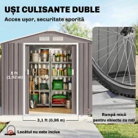 Outsunny, casuta pentru ustensile, 213x127x185cm, gri | Aosom Ro(m-17)