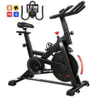 SPORTNOW Bicicleta Estática para Casa com APP Resistência Magnética Ajustável Ecrã LCD Assento e Guiador Ajustáveis Rodas(m-15)