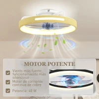 HOMCOM Ventilador de Techo con Luz LED 40 W Motor DC Reversible Mando a Distancia 6 Velocidades 3 Colores Temporizador Natural(m-6)