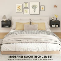 HOMCOM Lot de 2 tables de chevet suspendues, tables de nuit murales avec tiroir et niche, moderne, 40x34x29cm, noir(m-4)