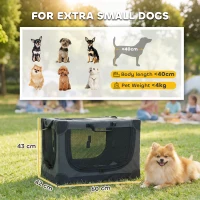 PawHut Soft Dog Crate Pet Travel Crate 60 x 42 x 43 cm with Removable Pad Mesh Window Army Green(m-3)