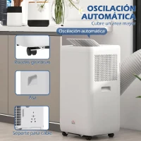 HOMCOM Aire Acondicionado Portátil 12000 BTU 5 en 1 Enfriamiento Deshumidificador Ventilador Temporizador para 35 m² Blanco(m-7)